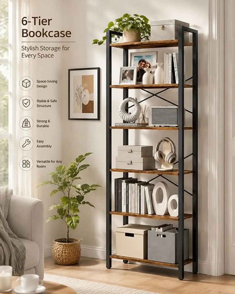 6-Tier Narrow Bookcase - Image 1