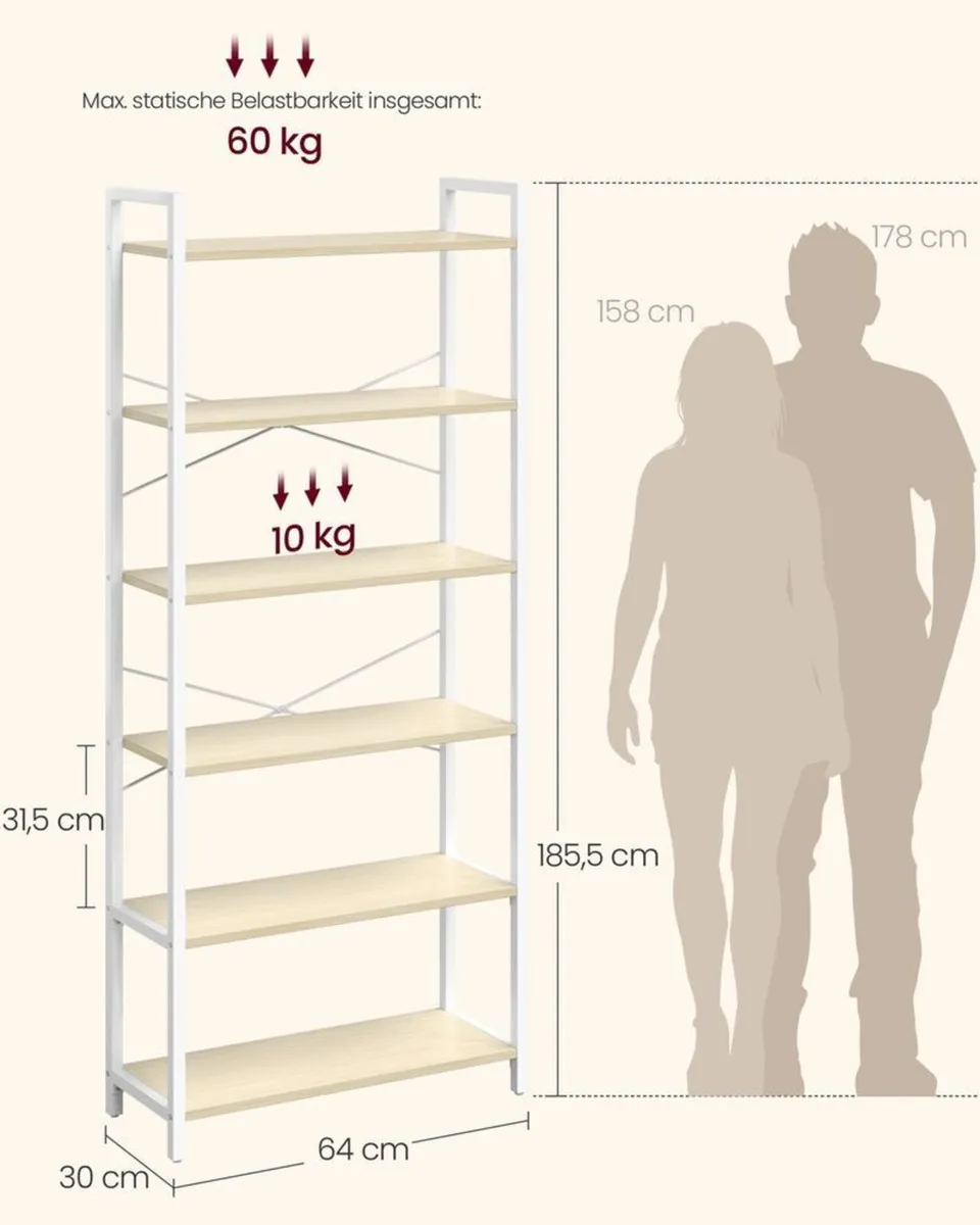 6-Tier Narrow Bookcase - Image 4