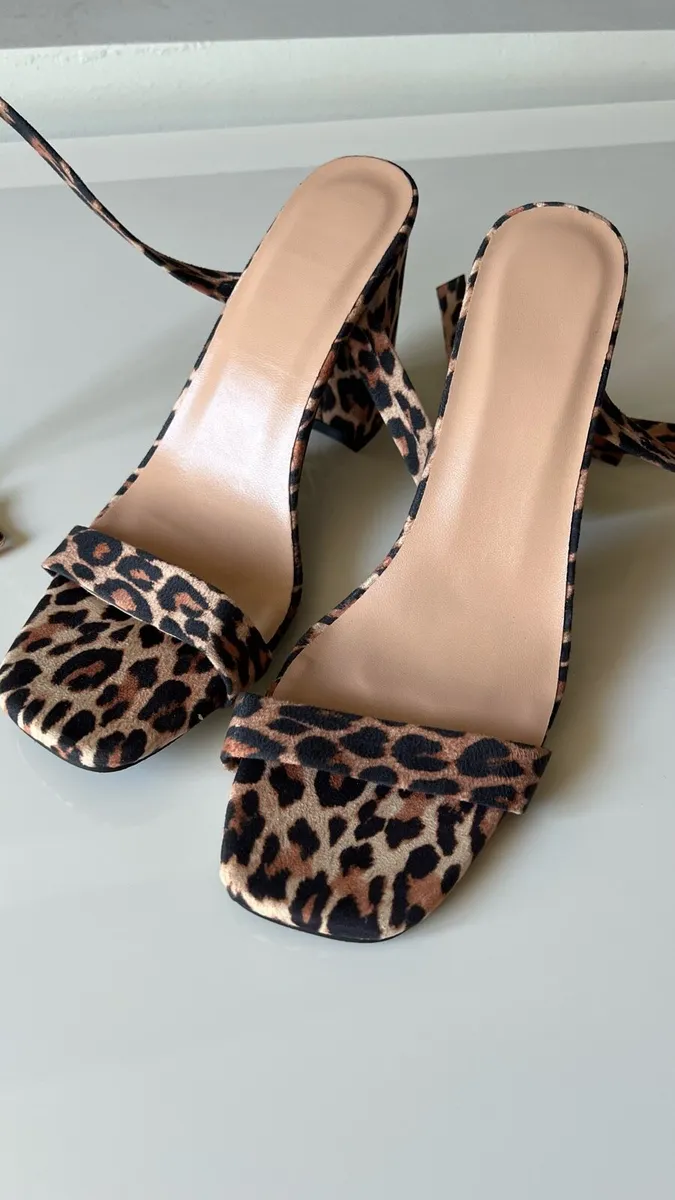 Women’s Leopard Print High Heel Sandals - Image 1