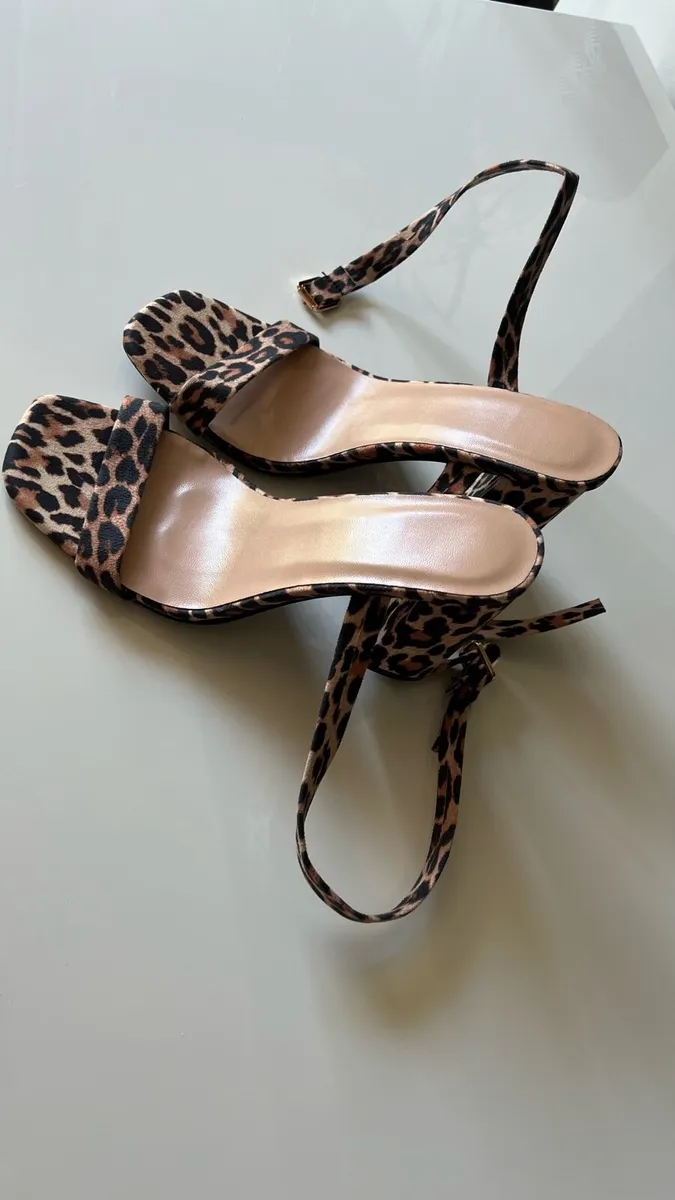 Women’s Leopard Print High Heel Sandals - Image 2