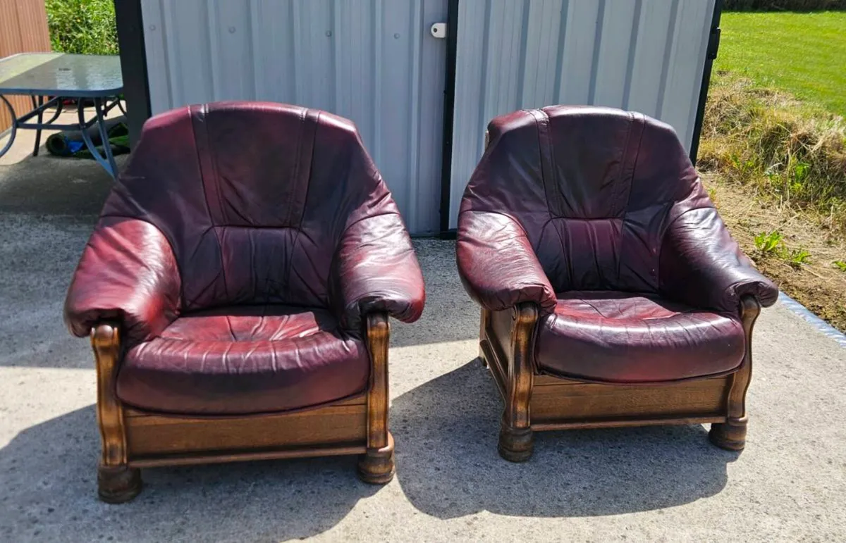 Leather and Mahogany Armchairs - Image 1