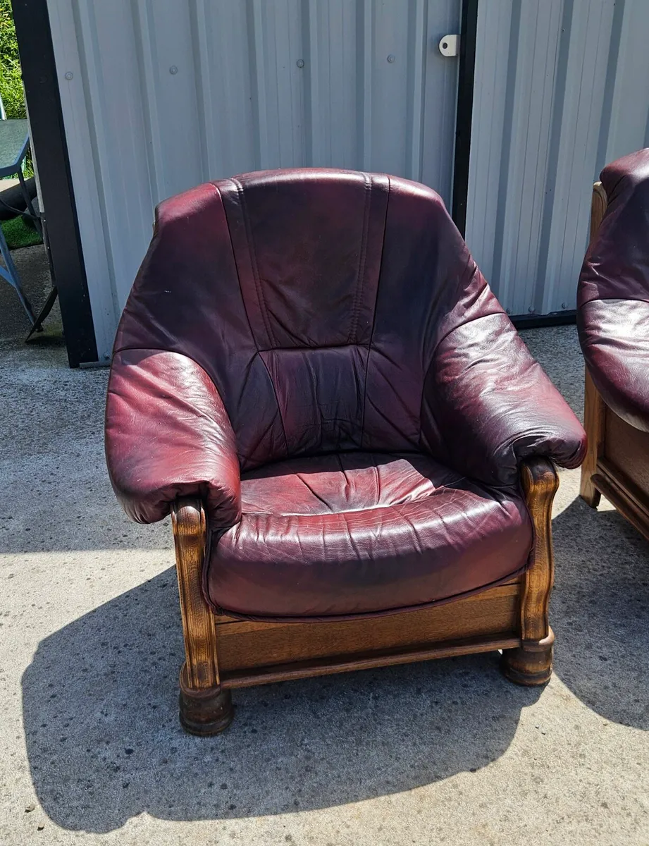 Leather and Mahogany Armchairs - Image 4
