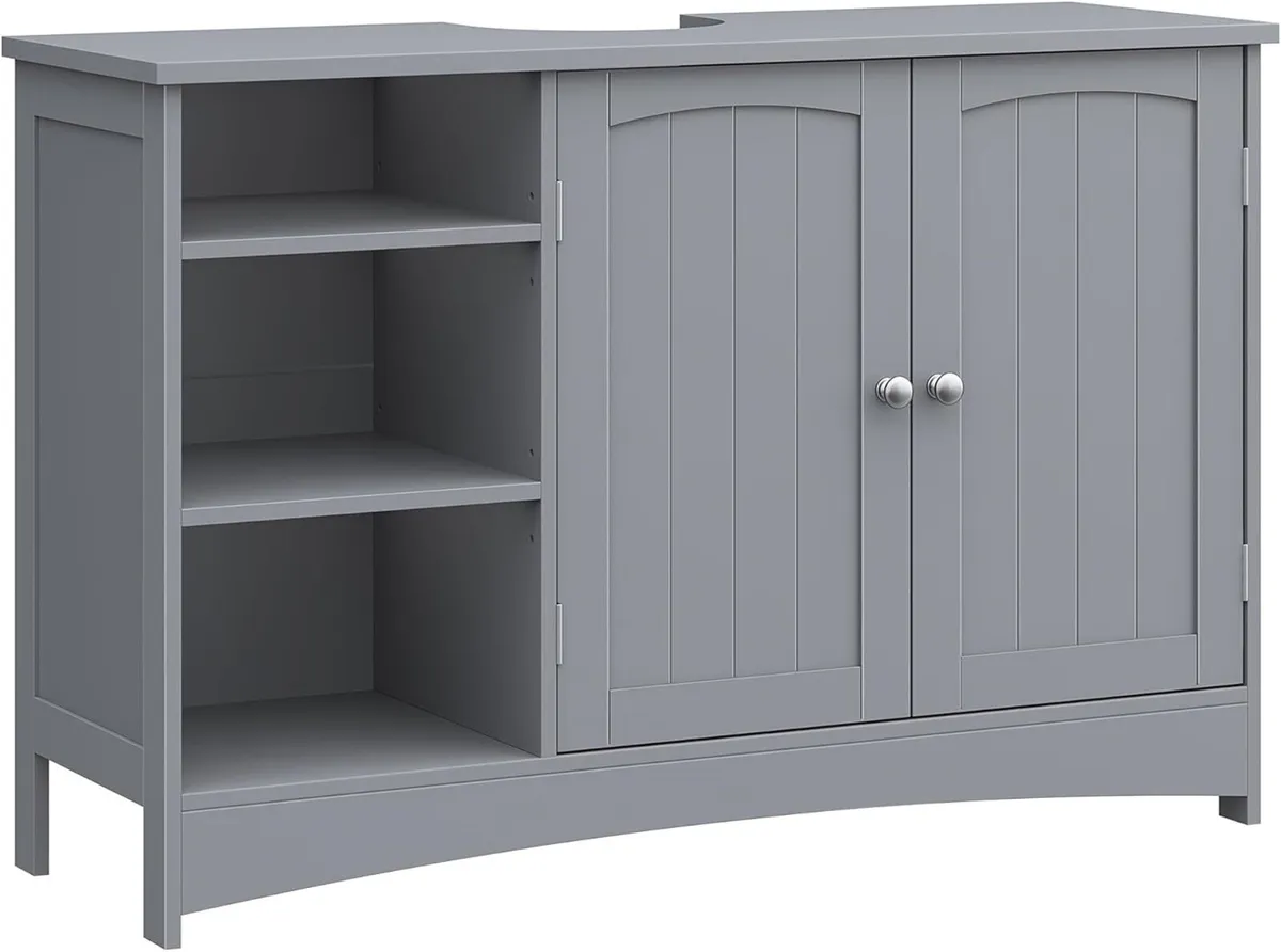 Extra long washbasin cabinet with 2 doors grey or - Image 2