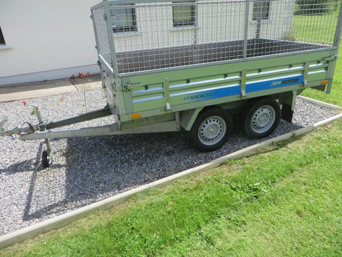 9' x 5' Dropside trailer Twin axle with mesh.