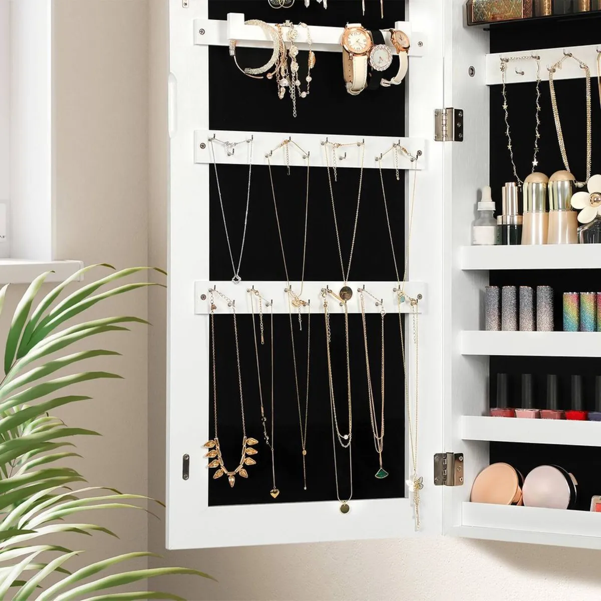 Wall Mounted Jewellery Cabinet with Full-Length Mi - Image 3