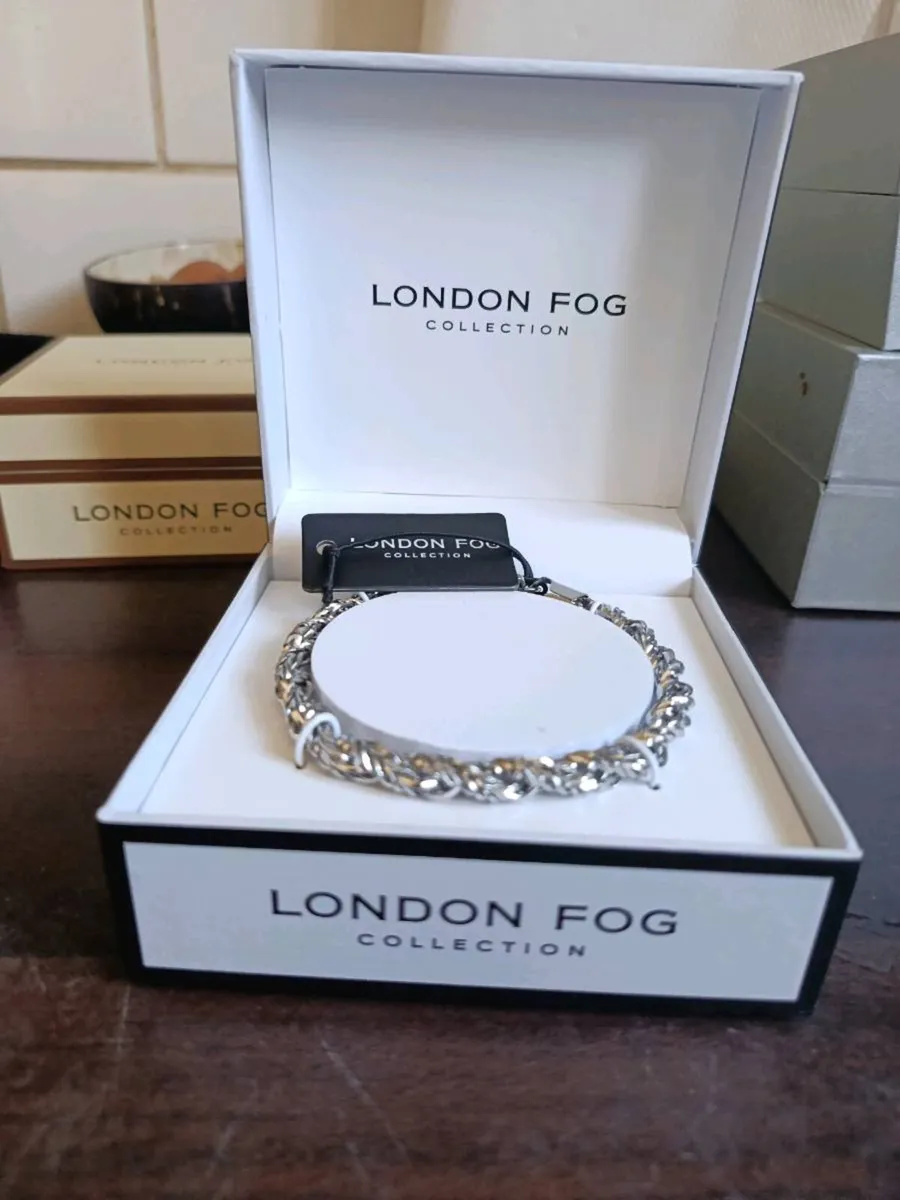 London Fog silver link 8inch unisex silver bracele - Image 1