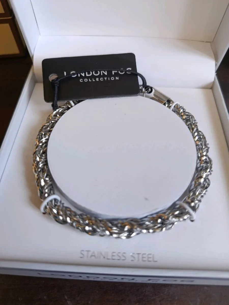 London Fog silver link 8inch unisex silver bracele - Image 3