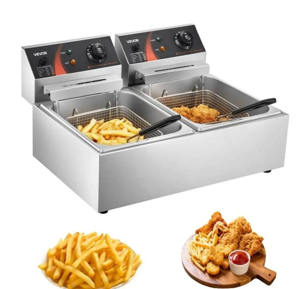 Double Deep Fat Fryer 5000W Commercial Twin Basket - Image 3