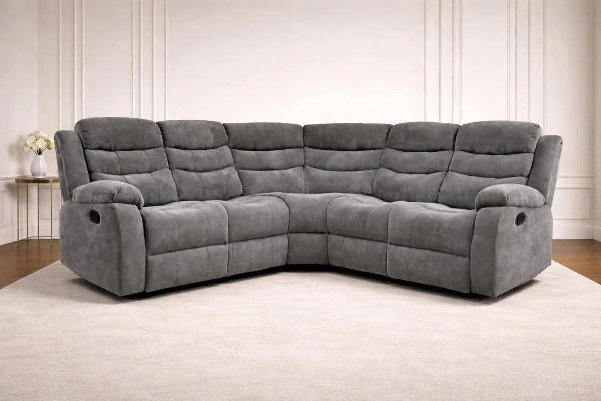 Roma Grey Fabric Manual Recliner Sofa - Image 4