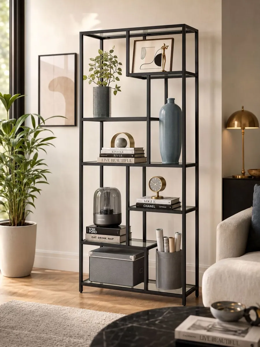 Modern Glass Display Shelf 180cm  Bookcase - Image 3