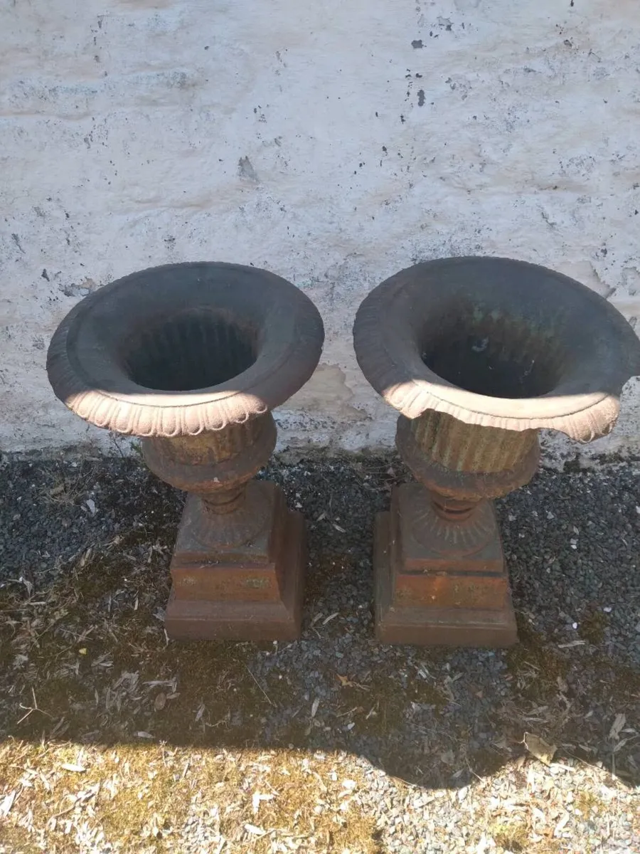 A pair of Cast Iron Garden Urns on Stands €90 - Image 1