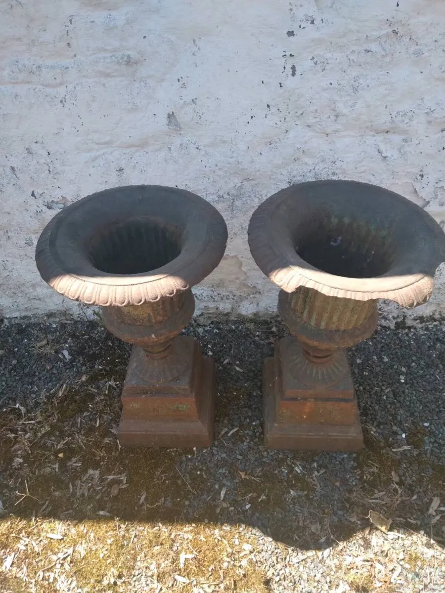 A pair of Cast Iron Garden Urns on Stands €90 - Image 2