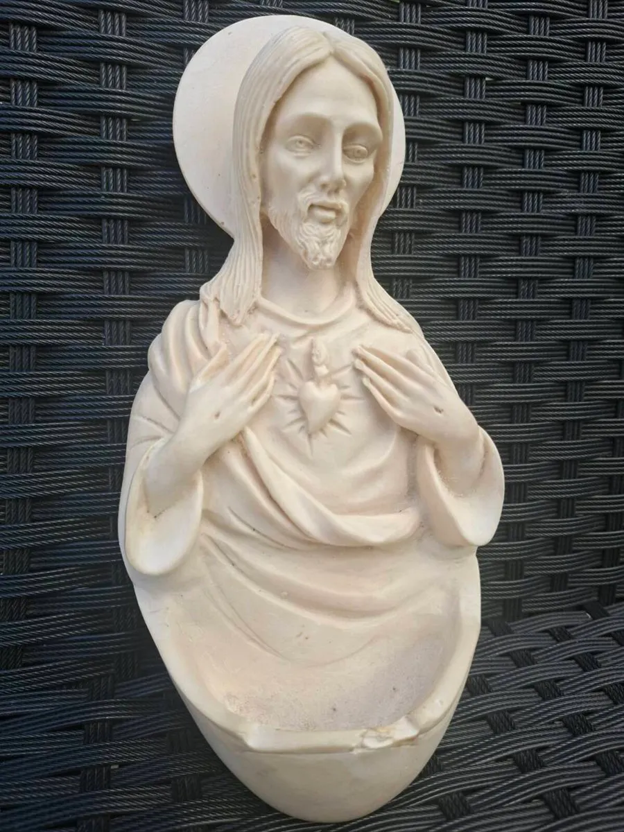 Vintage Jesus Sacred Heart Holy water Font - Image 1