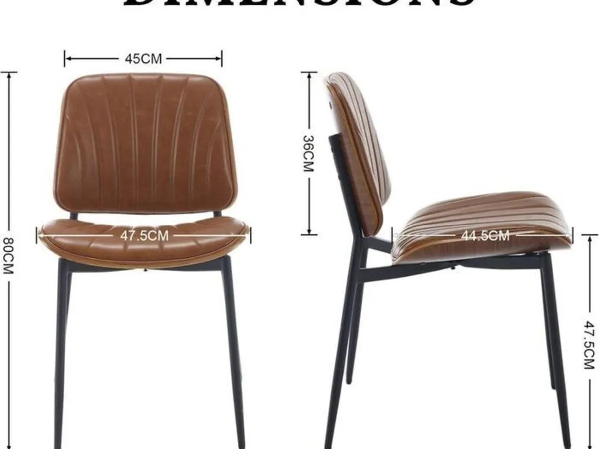 Set of 2 Faux Leather Dining Chairs Brown Grey Whi - Image 2
