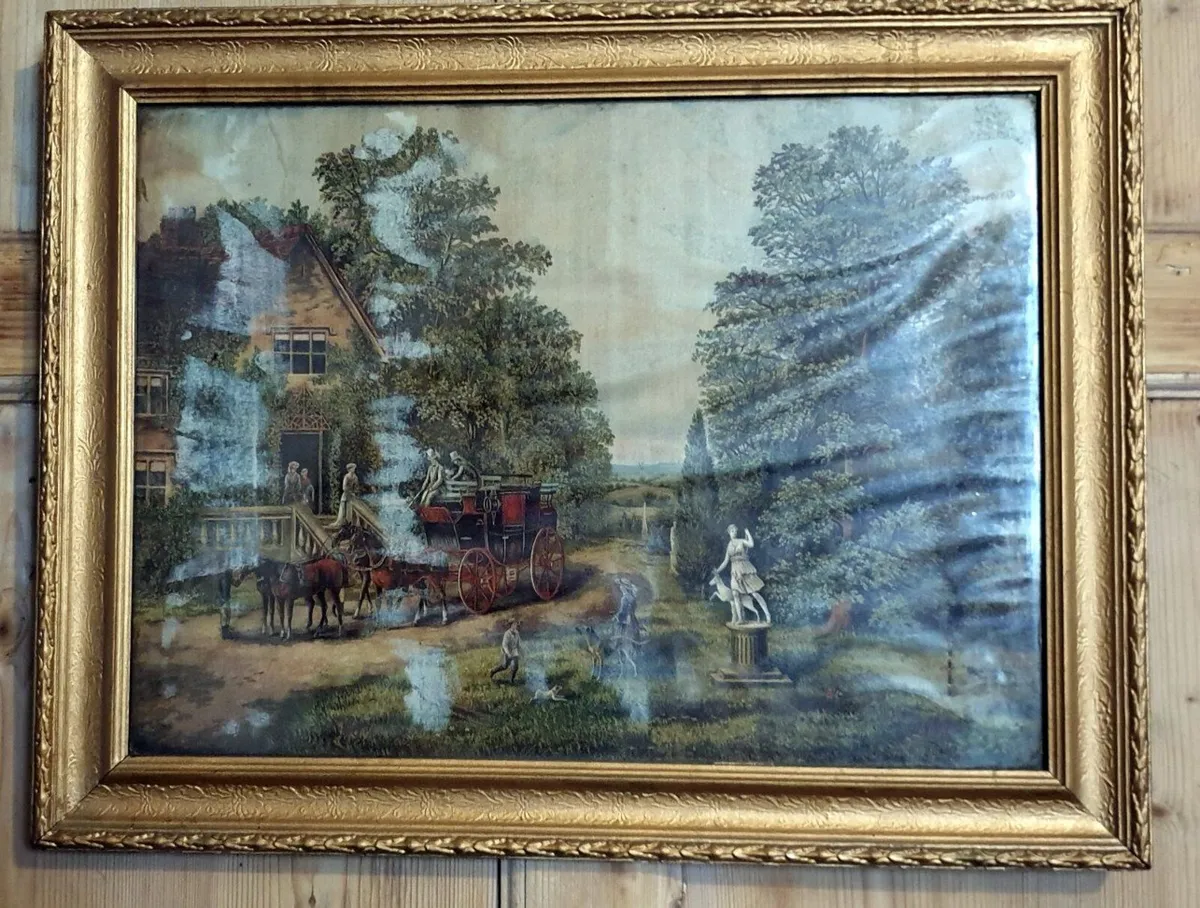 Antique Victorian Framed Oleograph Print - Image 1
