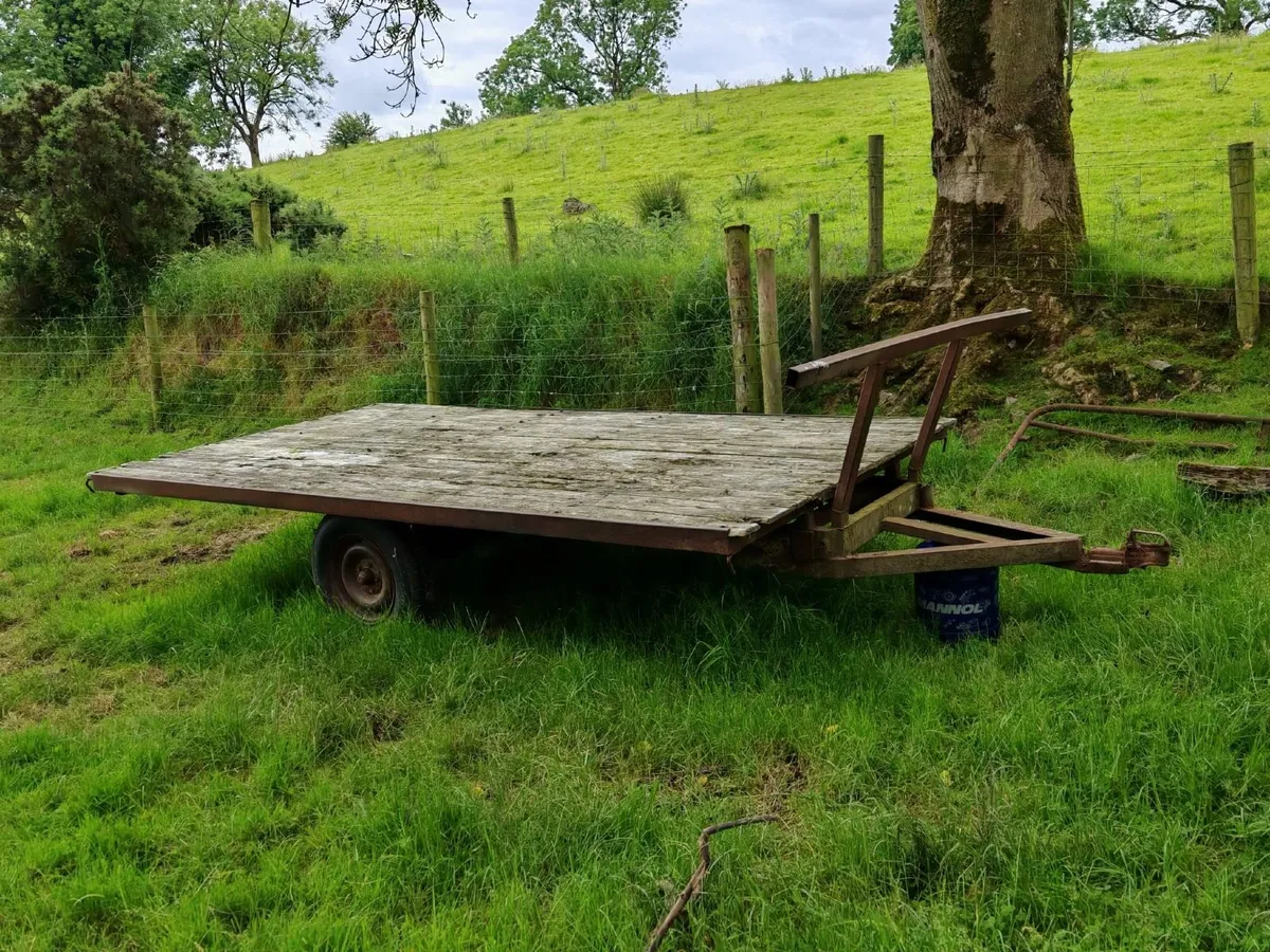 Spring Tyne Harrow, Flatbed trailer and Haybob - Image 3