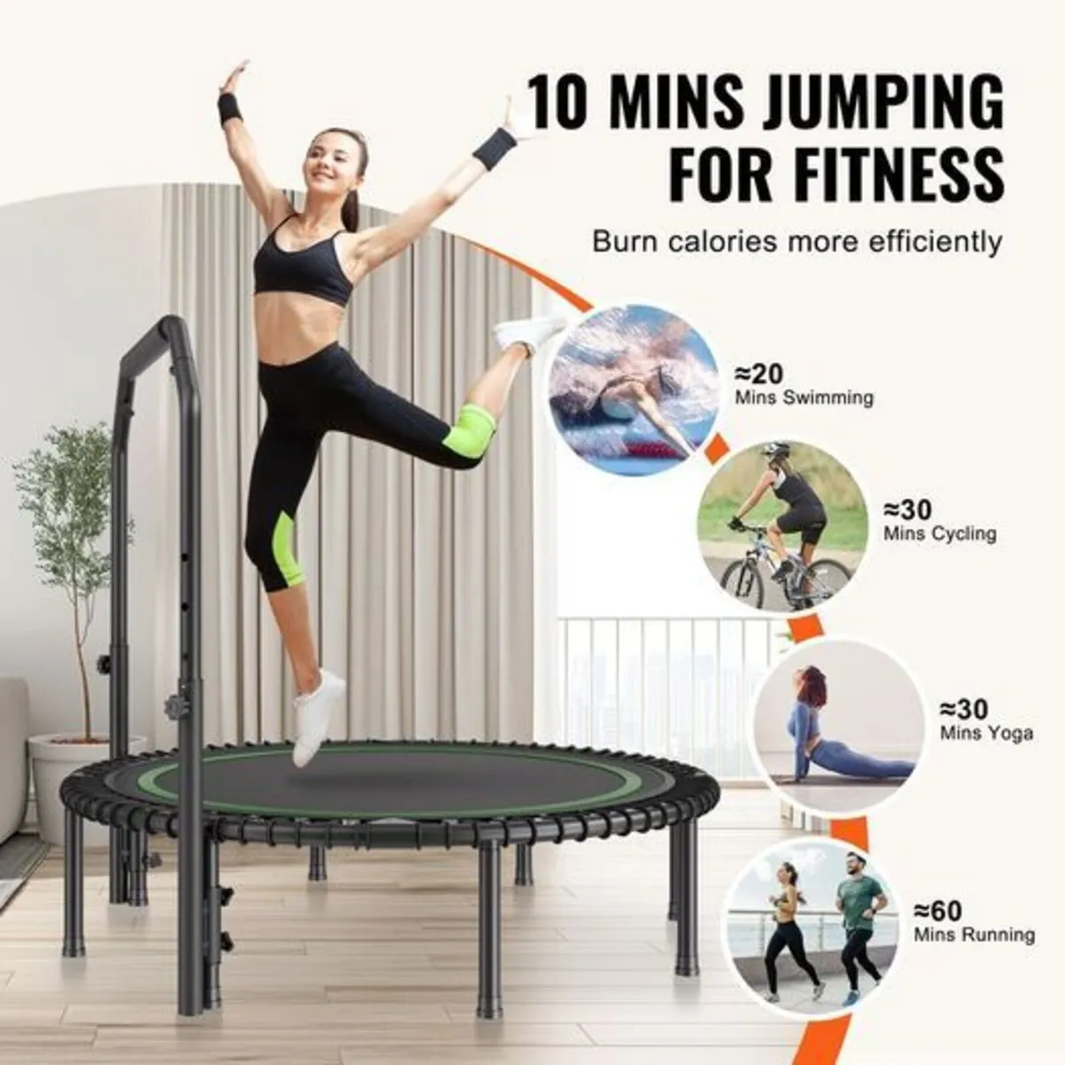 Fitness Trampoline Adults Exercise Rebounder with - Image 2
