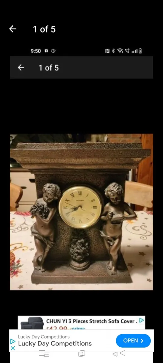 Bronze type Mantel clock, working perfectly, batte - Image 1