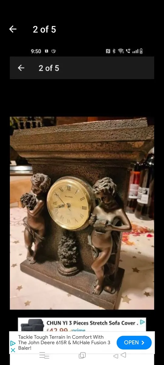 Bronze type Mantel clock, working perfectly, batte - Image 2