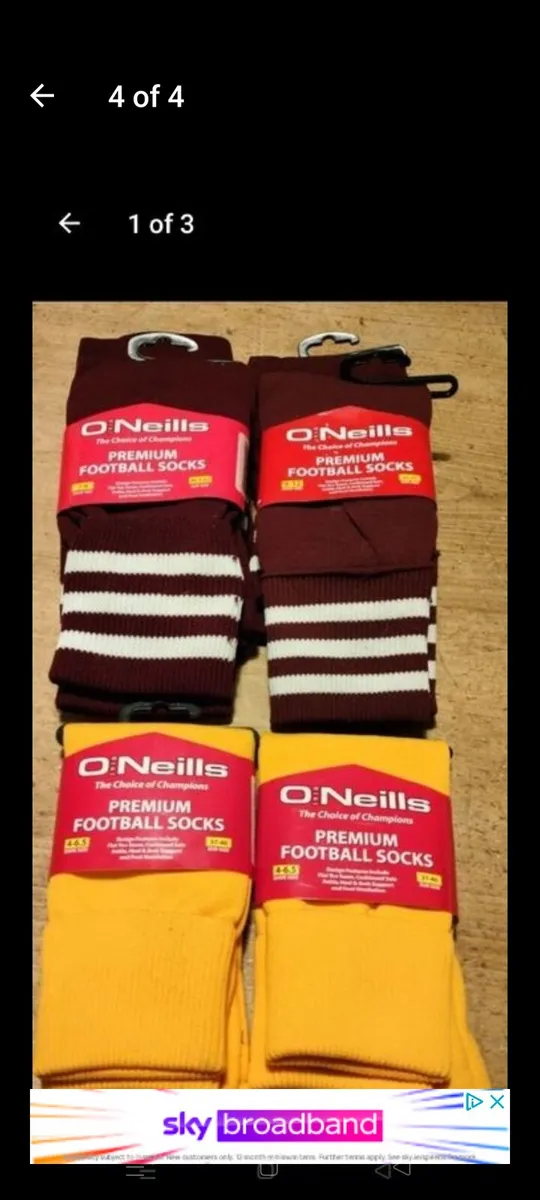 O NEILLS Adult Maroon socks sizes 7/9 and 9/12. 2 - Image 1