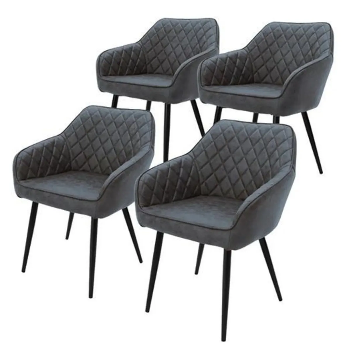 Set of 4 Faux Leather Dining Chairs with Armrests - Image 4