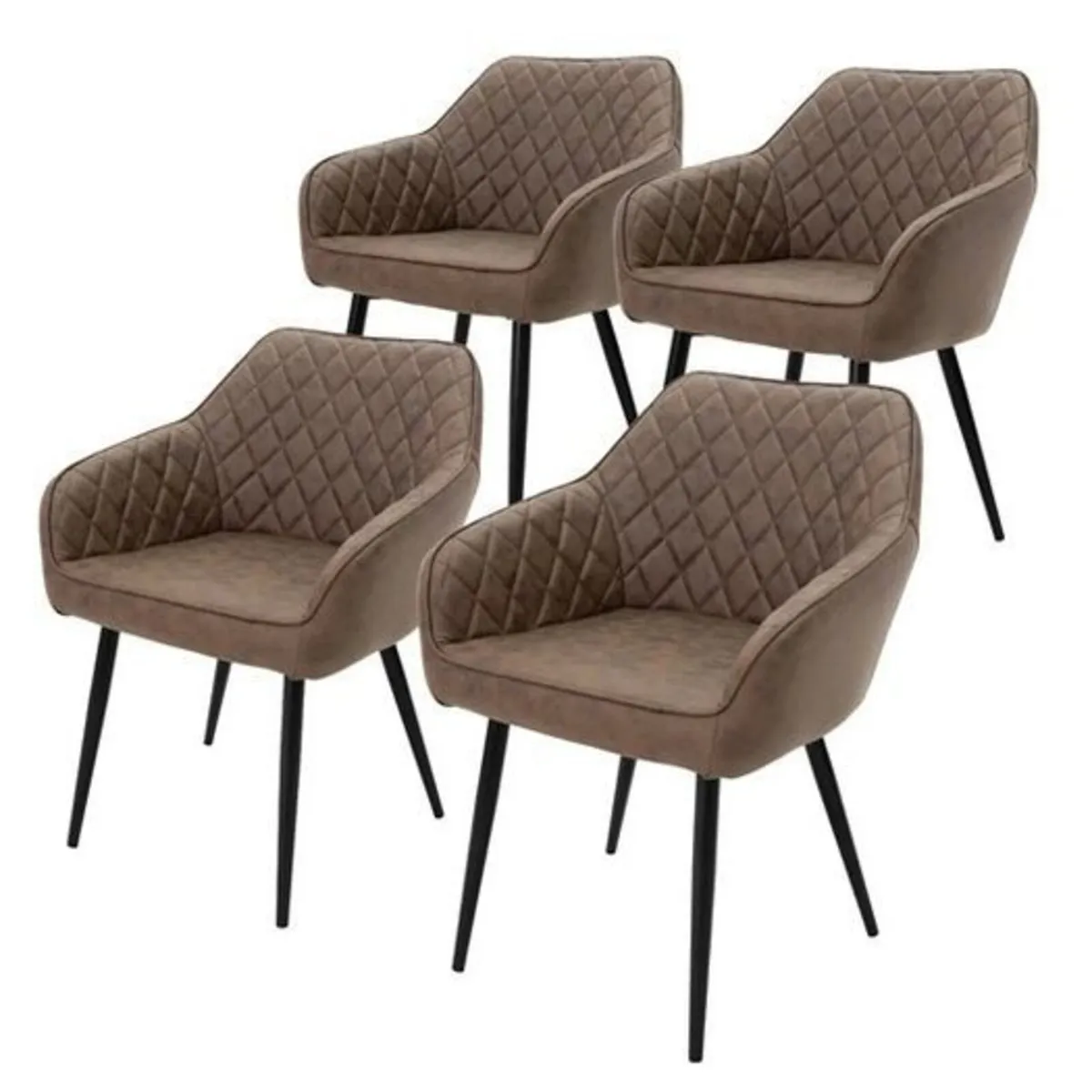 Set of 4 Faux Leather Dining Chairs with Armrests - Image 3