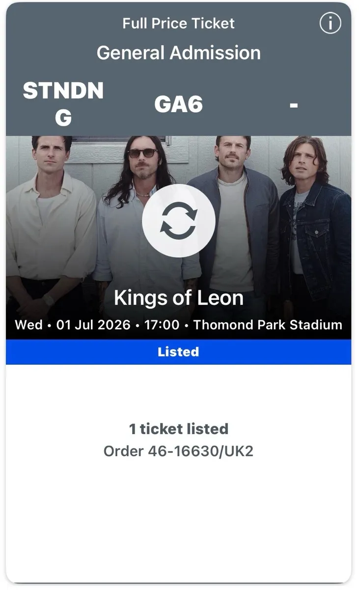Kings of Leon tickets pitch standing
