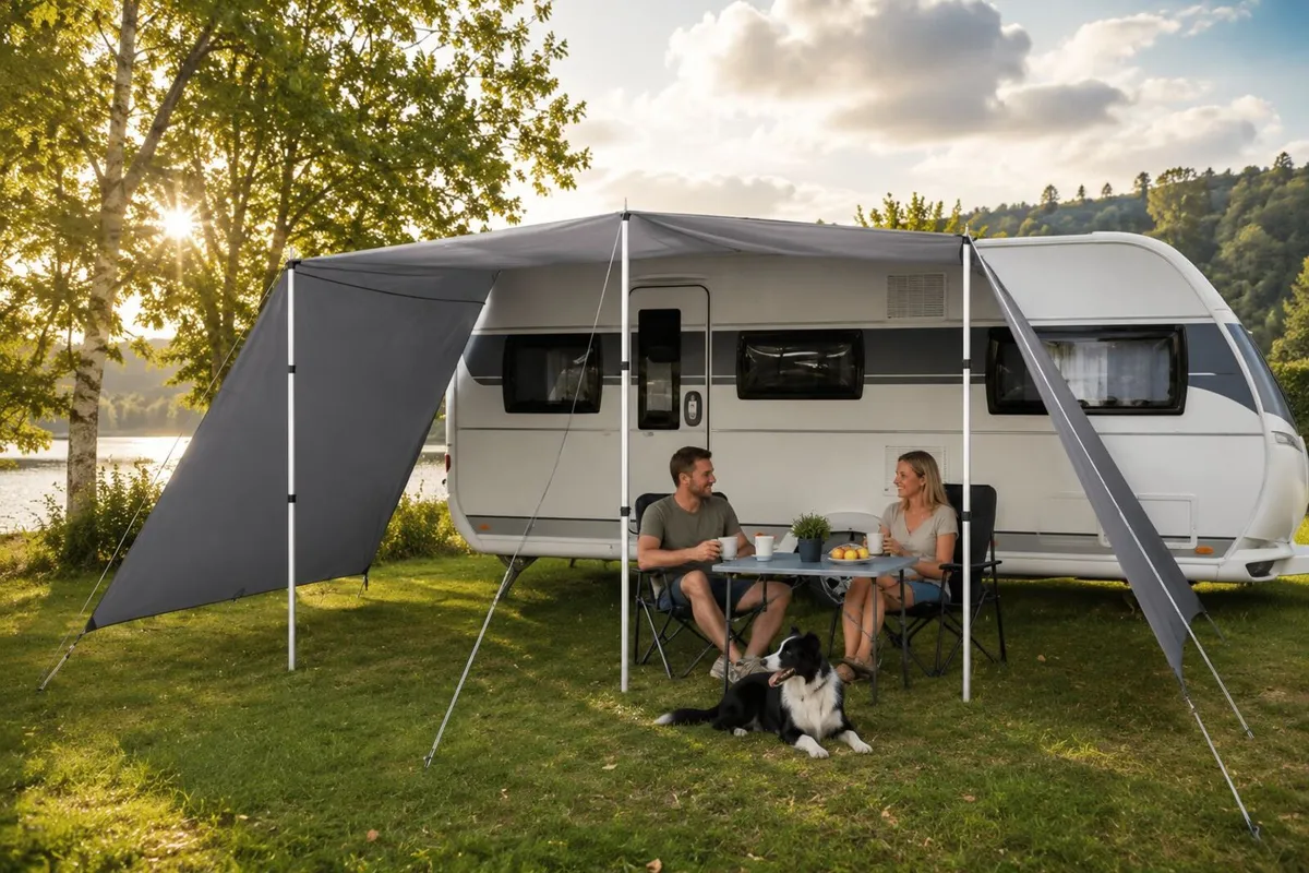 400 x 240 cm Caravan Sun Canopy with Side Panels - Image 1