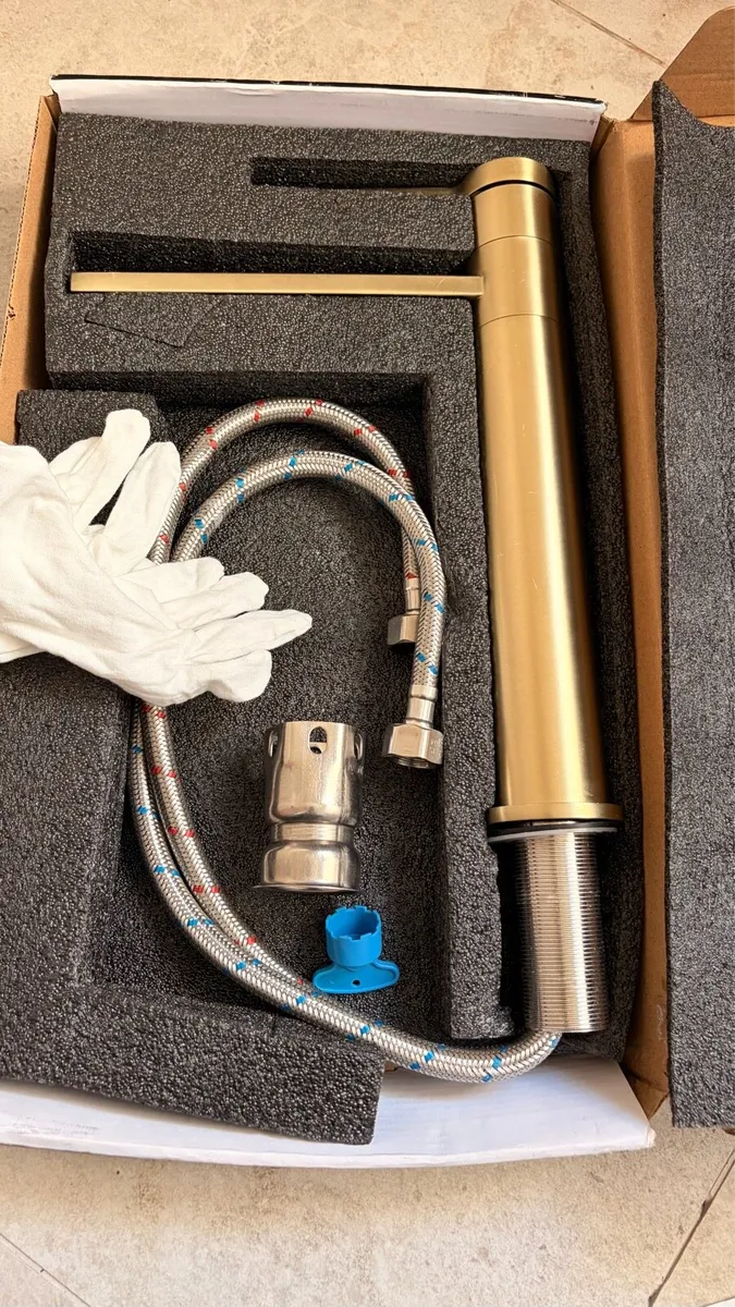 Brushed Brass Tall basin Tap New - Image 1
