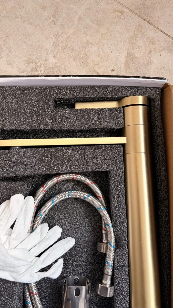 Brushed Brass Tall basin Tap New - Image 2