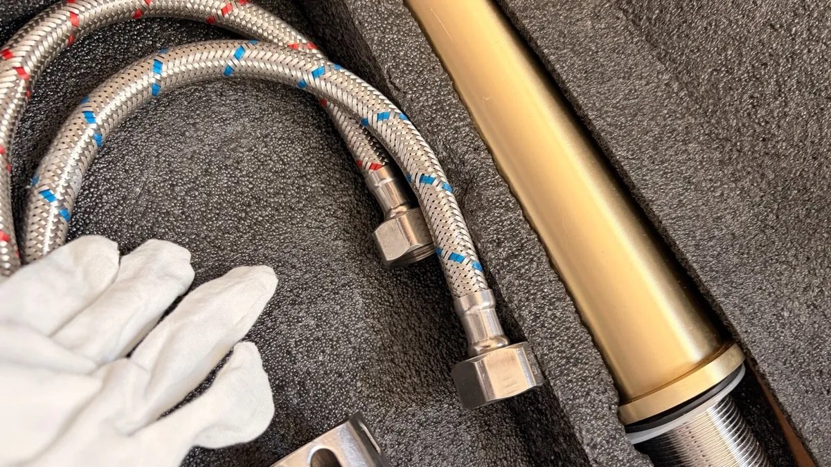 Brushed Brass Tall basin Tap New - Image 3