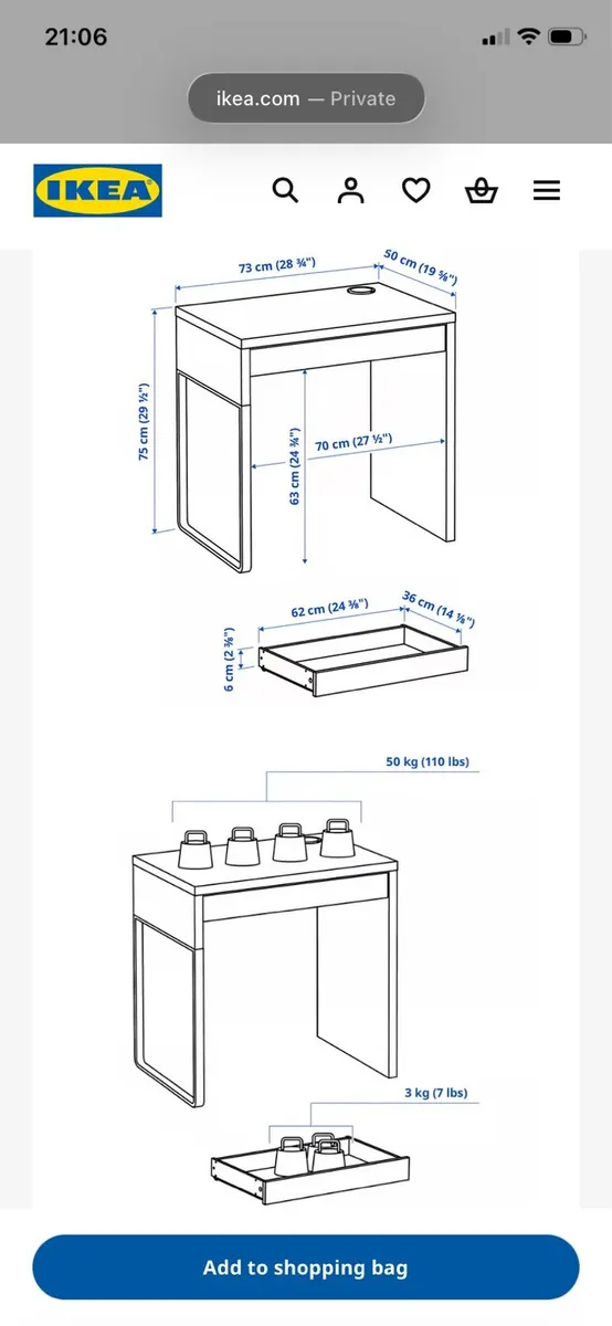 IKEA MICKE Desk White for sale - Image 3
