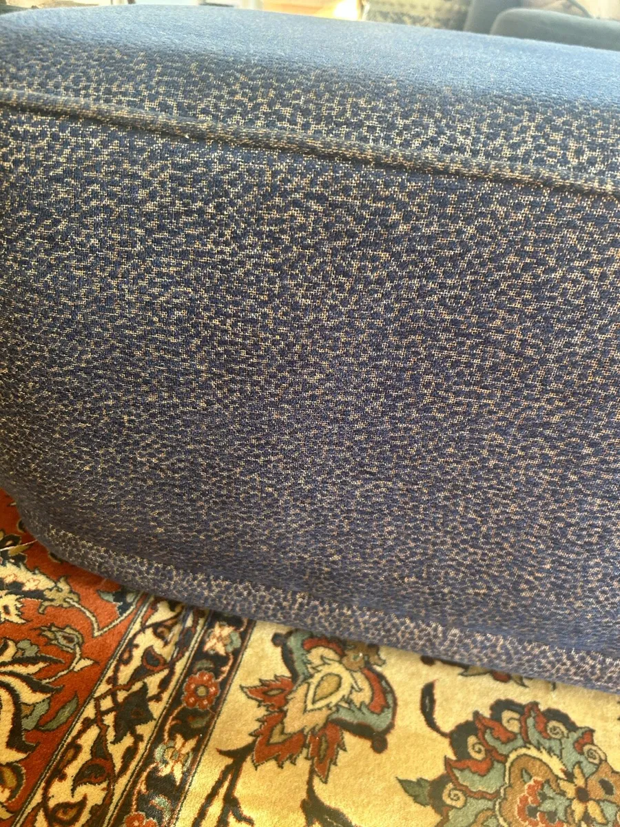 Navy fabric footstool ottoman - Image 2
