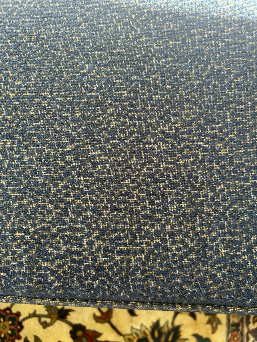 Navy fabric footstool ottoman - Image 3