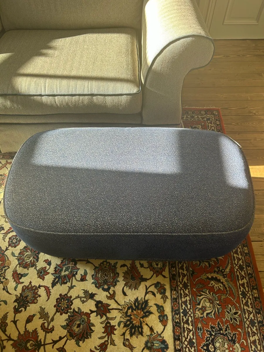 Navy fabric footstool ottoman - Image 4