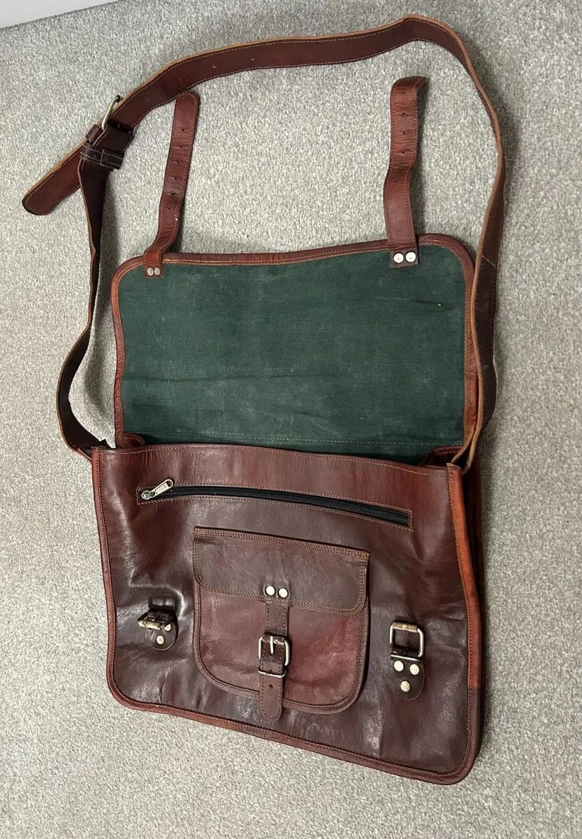 Brown Satchel / Messenger Bag - Personalised James - Image 3