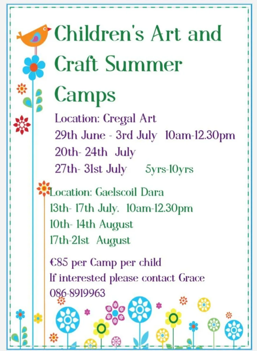 Children's summer Art and Craft Camps Galway