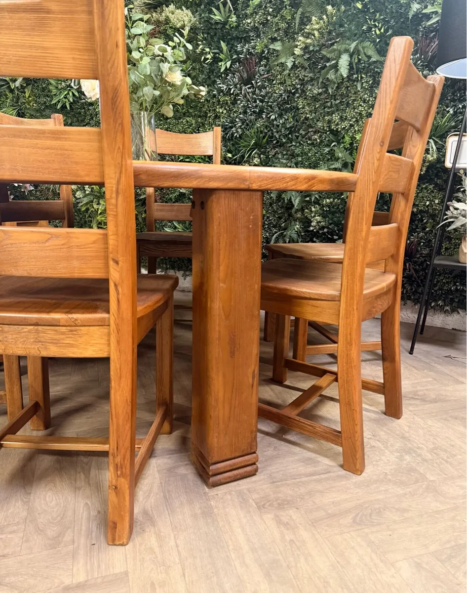 Natural oak kitchen table & 6 chairs - Image 3