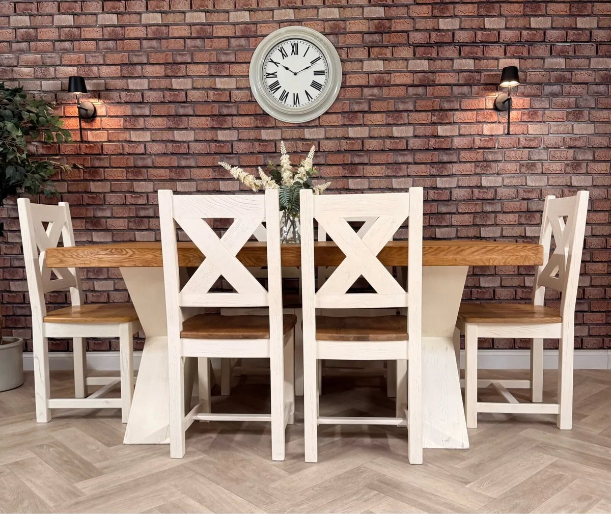 X Danube oak kitchen table & 6 chairs - Image 2