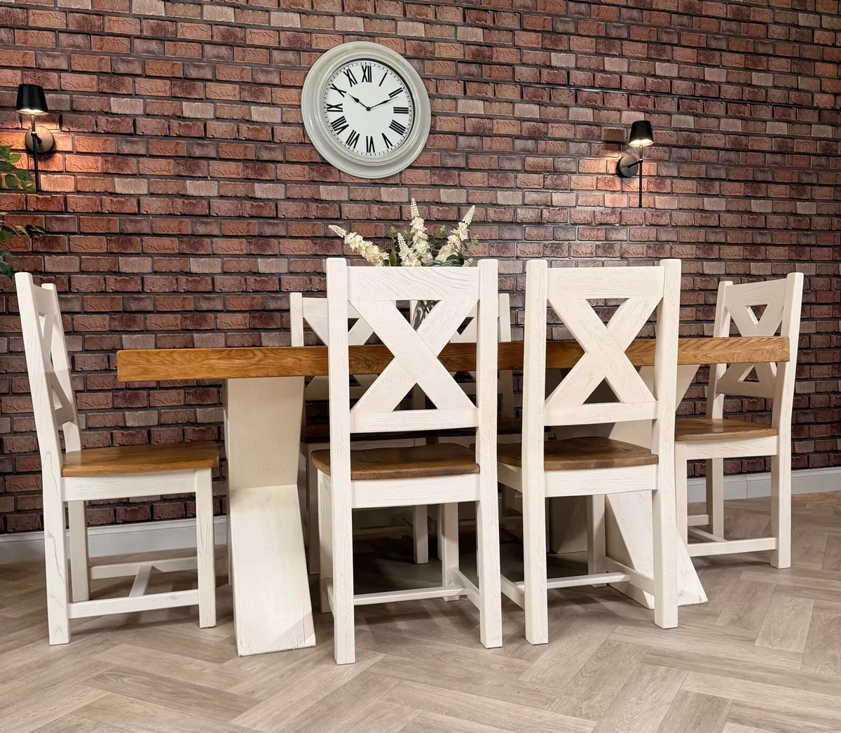 X Danube oak kitchen table & 6 chairs - Image 3