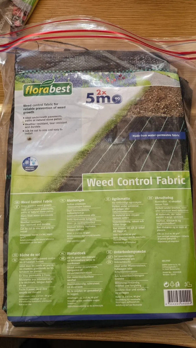 Weed control fabric cover suppressing 5m x 2m wove - Image 1
