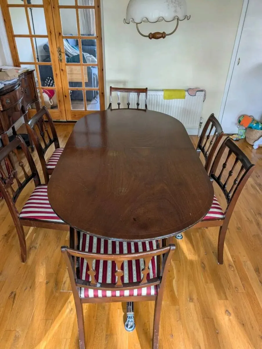 Antique Mahogany/Teak Dining Table and Chairs - Image 1