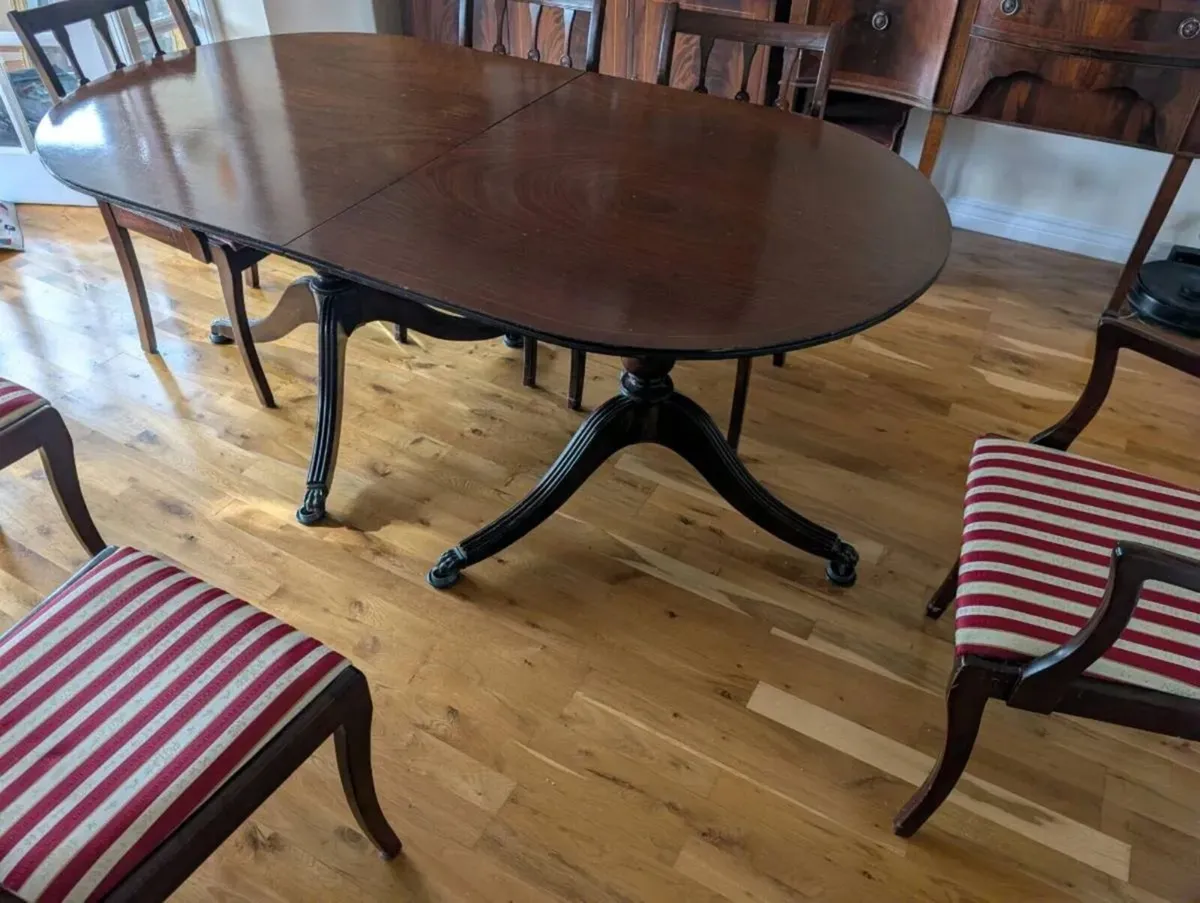Antique Mahogany/Teak Dining Table and Chairs - Image 4