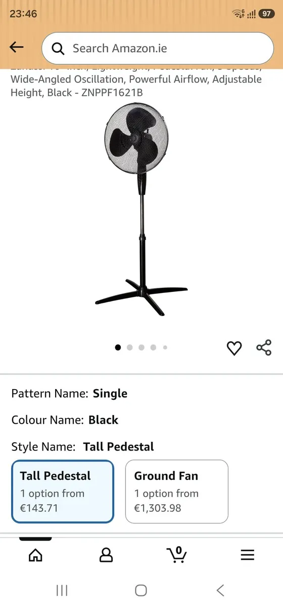 16” Pedestal Fan – Like New (Black) - Image 1