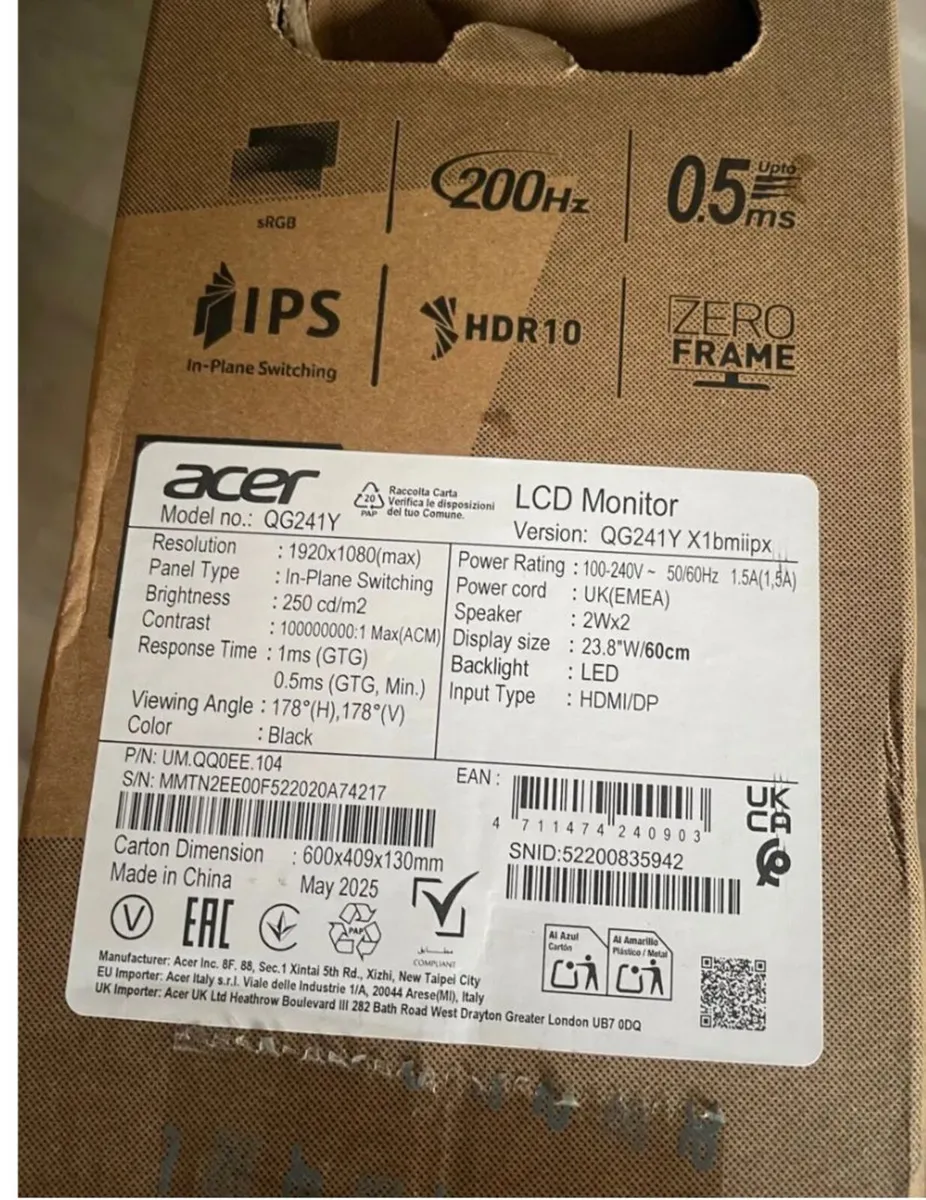 Acer Nitro QG241YX1 200Hz monitor