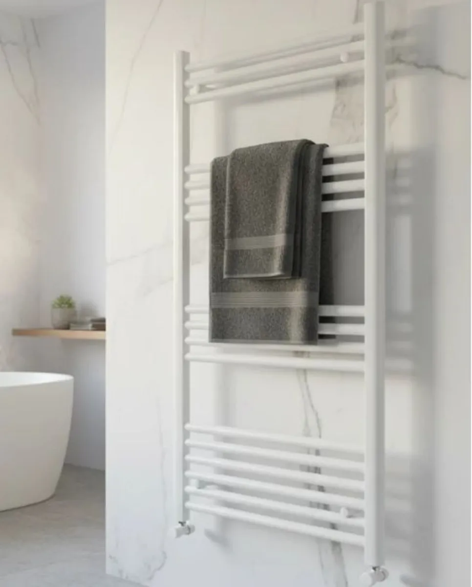 Bathshack - 1200mm x 500mm White Heated Towel Rail - Image 1