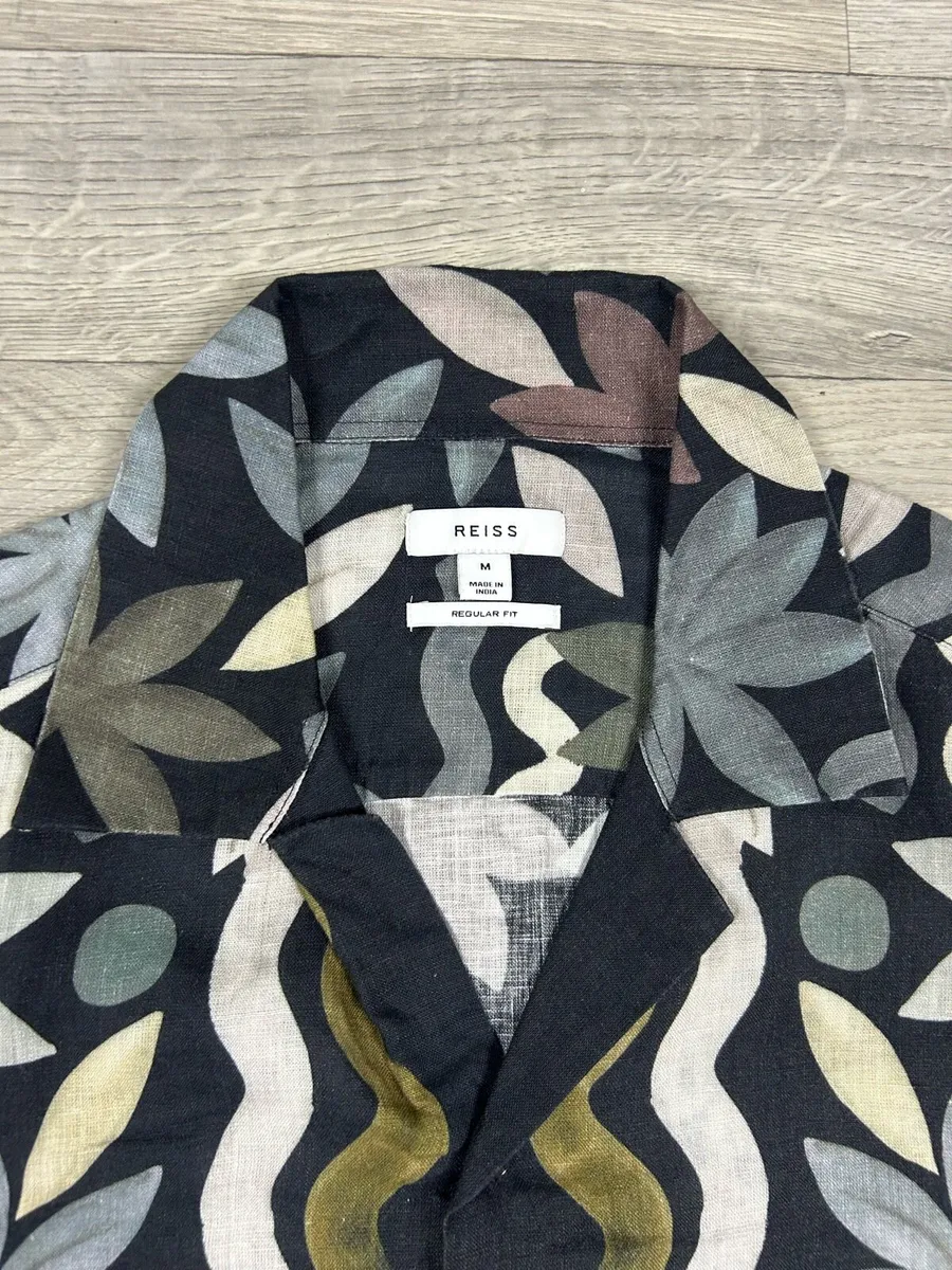 Reiss Delphi Linen Floral Cuban Shirt Mens Medium - Image 4