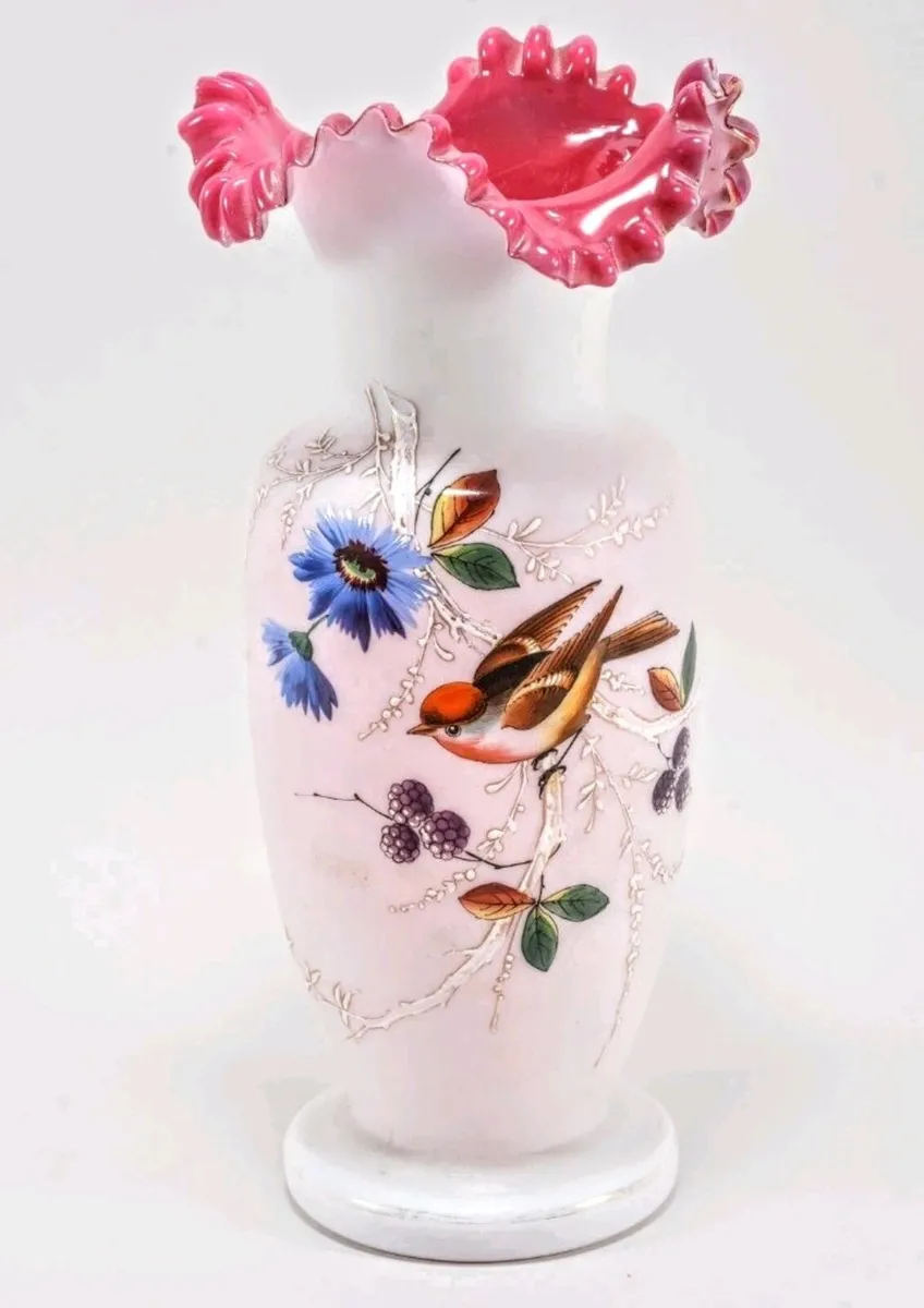 Antique handmade opaline glass vase - Image 1