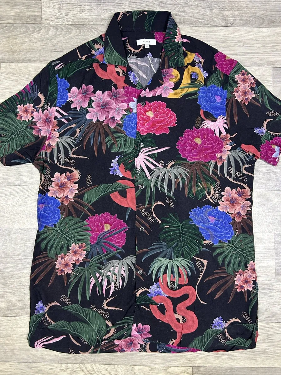 Reiss 100% Viscose Floral Cuban Short Sleeve Shirt - Image 2