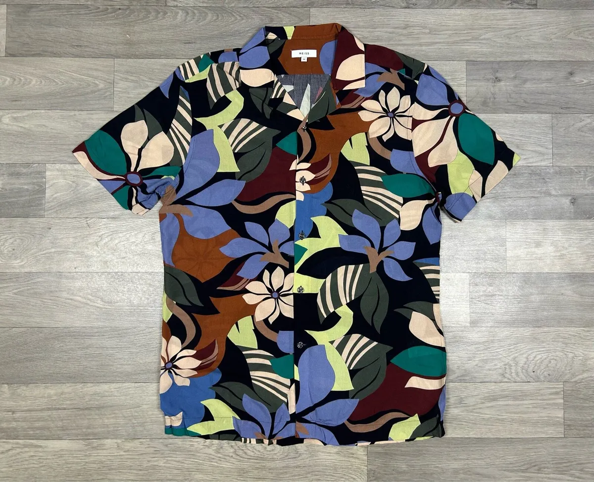 Reiss 100% Viscose Floral Cuban Shirt Mens Medium - Image 1